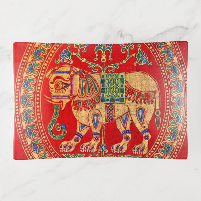 East Indian elephant print Trinket Tray (Front)