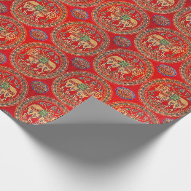 East Indian elephant print Wrapping Paper (Corner)