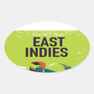 East Indies vintage travel poster art. Oval Sticker