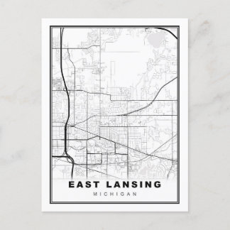 East Lansing Map Postcard