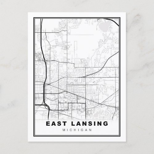 East Lansing Map Postcard