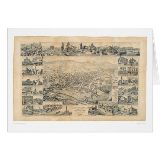East Los Angeles, CA. Panoramic Map 1888 (0900A) Cards (Front Horizontal)