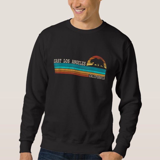 East Los Angeles California State Bear Retro Sunse Sweatshirt (Front)