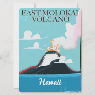 east molokai volcano vintage Hawaii travel poster Invitation