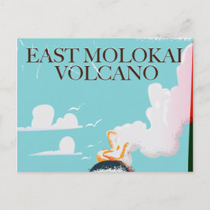 east molokai volcano vintage Hawaii travel poster Postcard