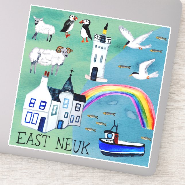 East Neuk Fife Coastal Path Scotland Art Sticker (Detail)