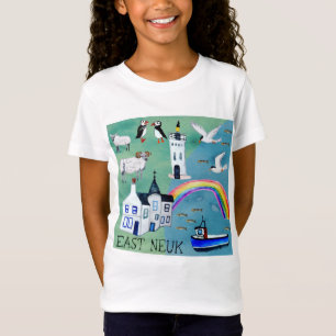 EAST NEUK Fife Scotland Watercolor Map Art T-Shirt