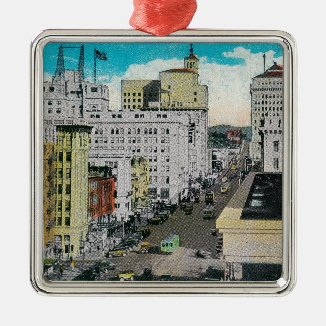 East on Broadway from San Diego Hotel Metal Ornament (Front)