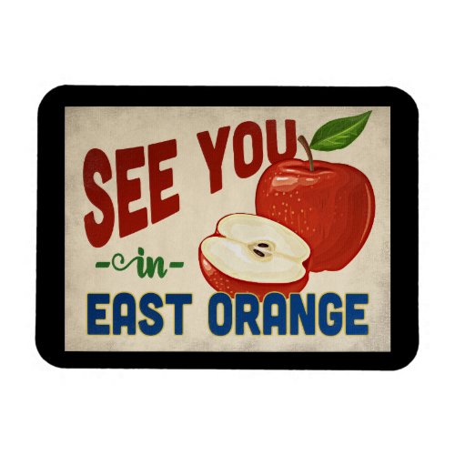 East Orange New Jersey Apple _ Vintage Travel Magnet
