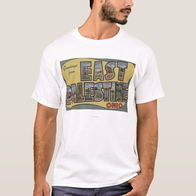 East Palestine, Ohio - Large Letter Scenes T-Shirt (Front)