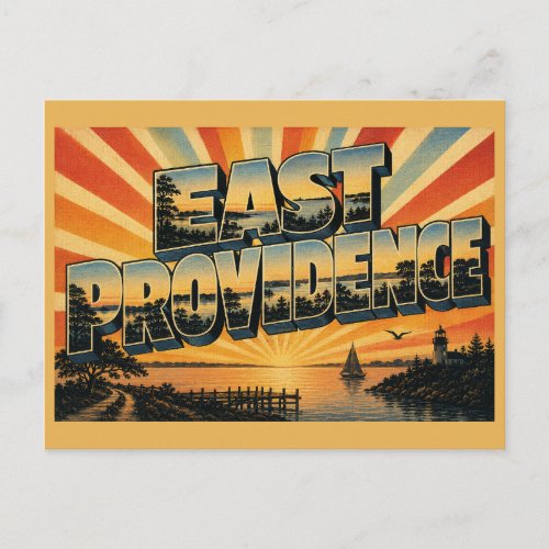 East Providence RI Narragansett Bay Woodlands Art Postcard