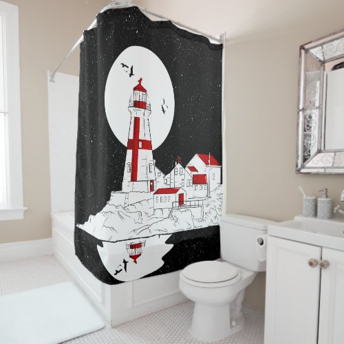 East Quoddy Head Lighthouse flat Shower Curtain