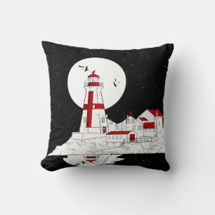 East Quoddy Head Lighthouse flat Throw Pillow