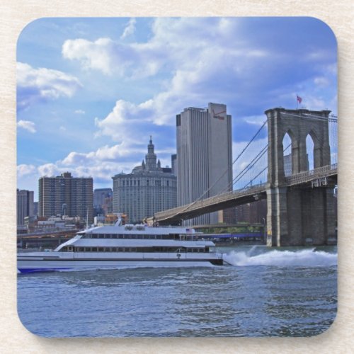 East River Brooklyn Bridge  Municipal Building Drink Coaster