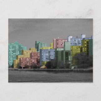East River Skyline  Pastel Postcard