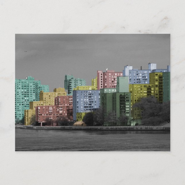 East River Skyline  Pastel Postcard (Front)