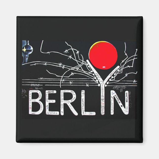 East Side Gallery, Berlin Wall, Barbed Wire/Red Su Magnet (Front)