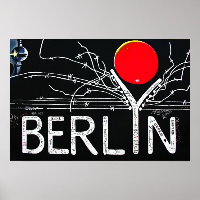 East Side Gallery, Berlin Wall, Barbed Wire/Red Su Poster (Front)