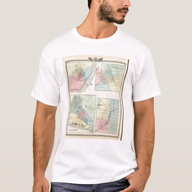 East St Louis, Mt Carmel, Jerseyville and Mendota T-Shirt (Front)