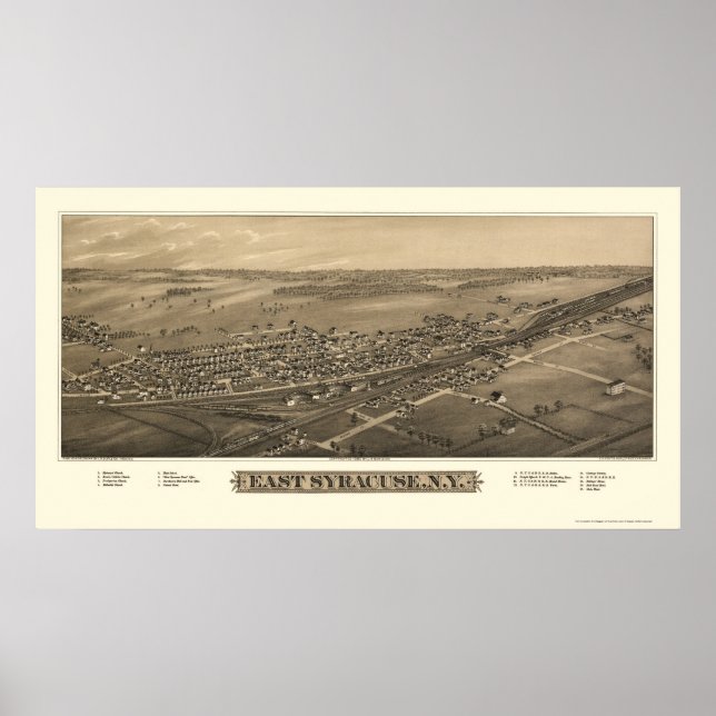 East Syracuse, NY Panoramic Map - 1885 Poster (Front)