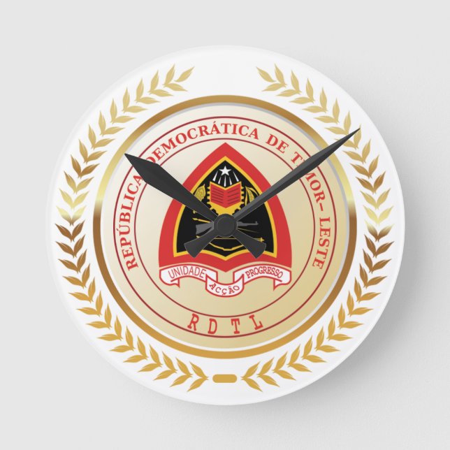 East Timor Coat of Arms Round Clock (Front)