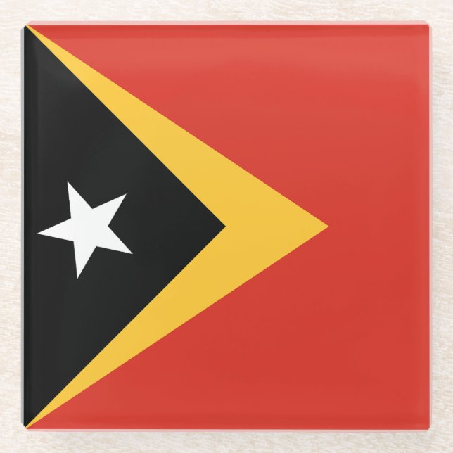 East Timor Flag Glass Coaster (Front)