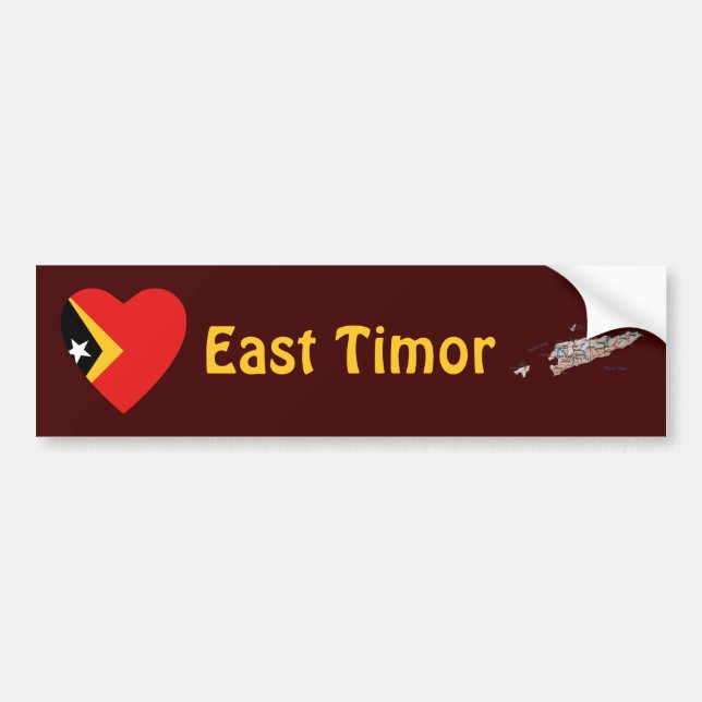 East Timor Flag Heart + Map Bumper Sticker (Front)