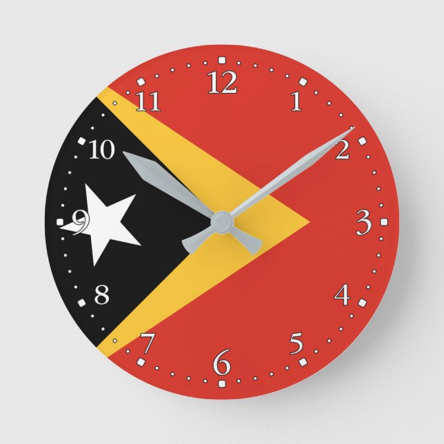 East Timor Flag Round Clock (Front)