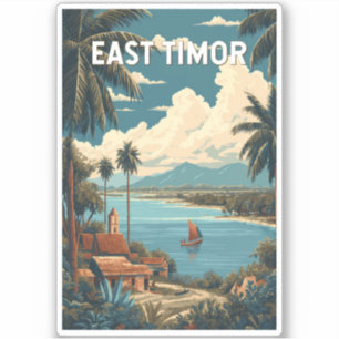 East Timor Illustration Travel Art Vintage Sticker