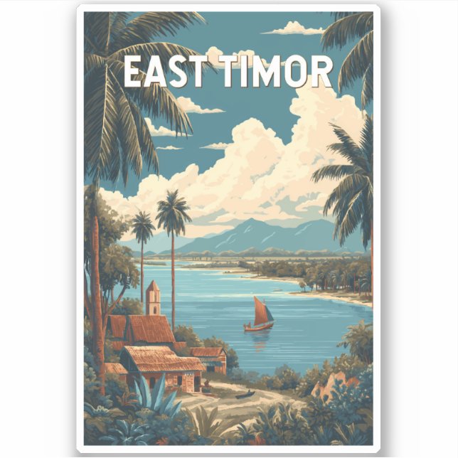 East Timor Illustration Travel Art Vintage Sticker (Front)