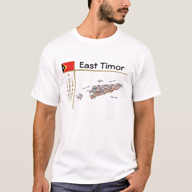 East Timor Map + Flag + Title T-Shirt (Front)