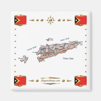 East Timor Map + Flags Magnet