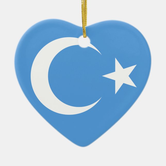 East Turkestan Uyghur Flag Ceramic Ornament (Front)