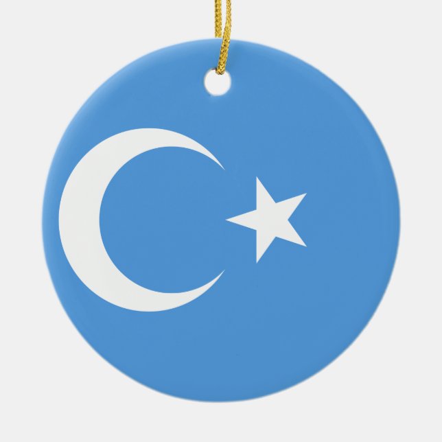 East Turkestan Uyghur Flag Ceramic Ornament (Front)