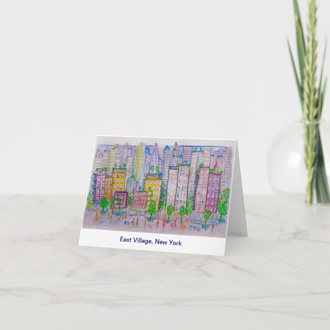 East Village, New York, Skyline, Street scene Card (Front)