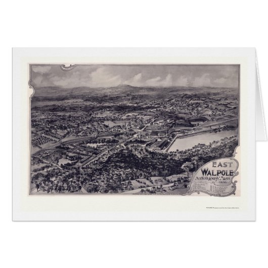 East Walpole, MA Panoramic Map - 1898 Cards (Front Horizontal)