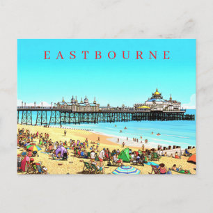 Eastbourne pier view postcard
