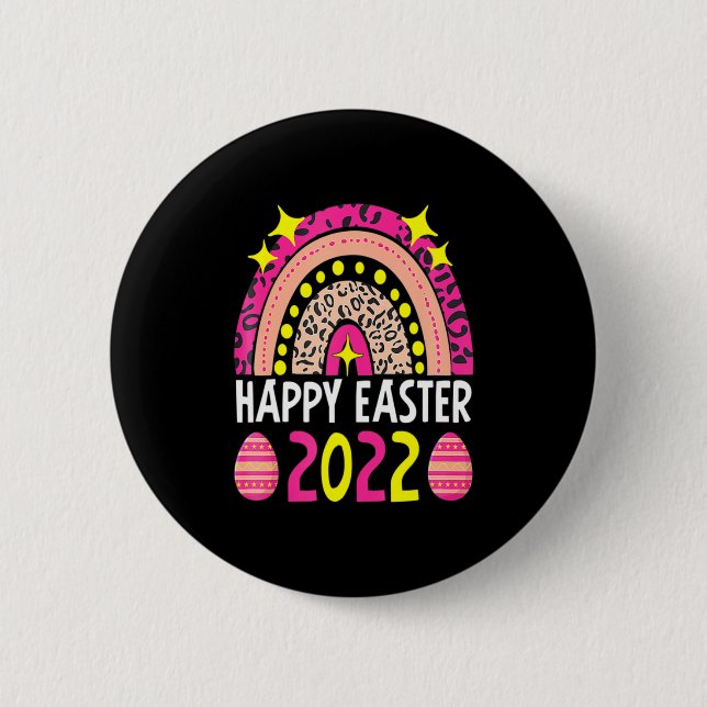 Easter 2022 rainbow cute happy easter 2022 women  button (Front)