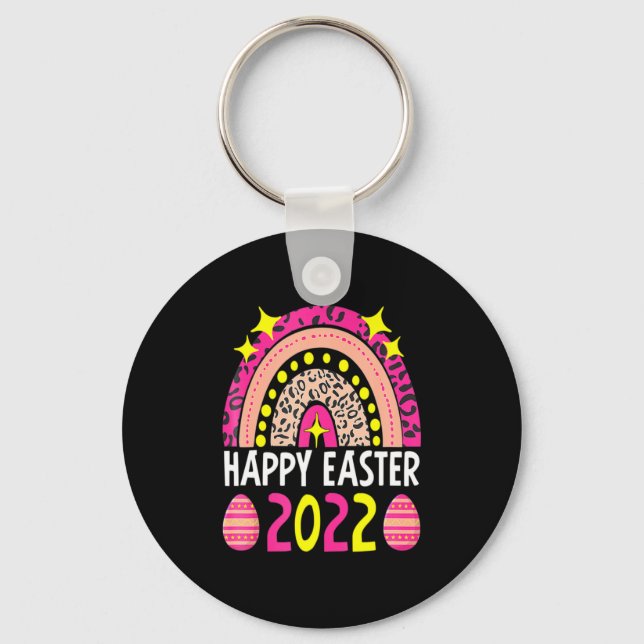 Easter 2022 rainbow cute happy easter 2022 women  keychain (Front)