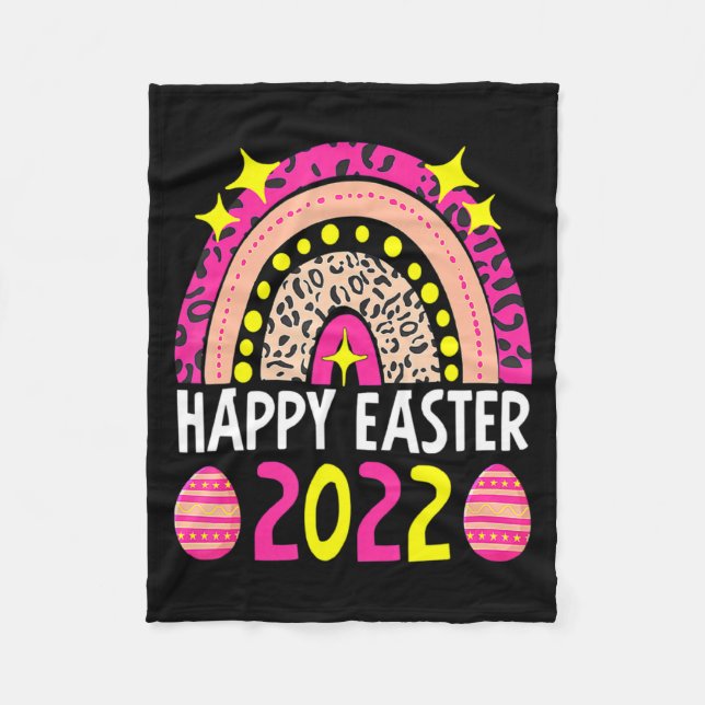 Easter 2022 rainbow cute happy easter 2022 women m fleece blanket (Front)