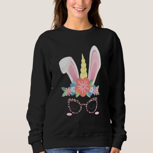 Easter 2022 Unicorn Bunny Face Leopard Easter Eggs Sweatshirt