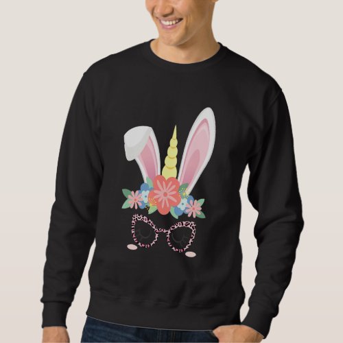 Easter 2022 Unicorn Bunny Face Leopard Easter Eggs Sweatshirt