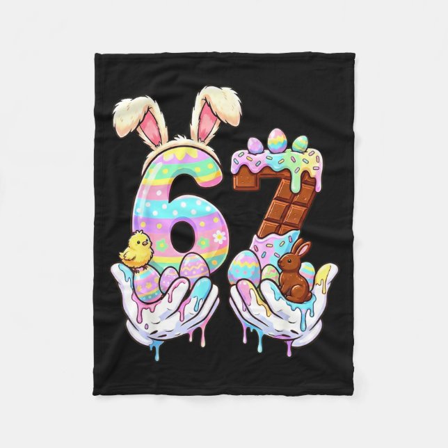 Easter 67 Six Seven Funny Gen Alpha Meme Drip Boys Fleece Blanket (Front)