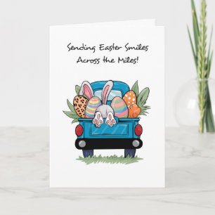 Easter Across the Miles Cute Pick Up Truck Bunny Card