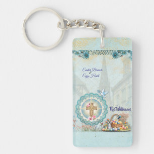 Easter Acrylic Rectangular double side Keychain 