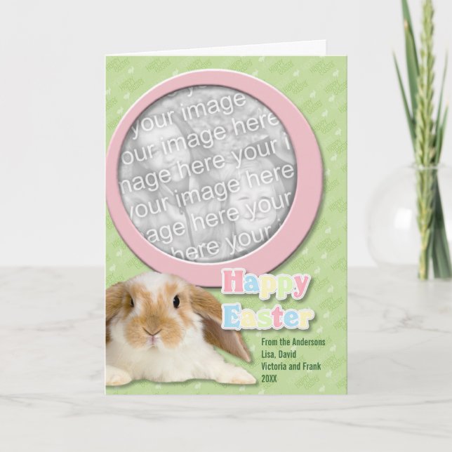 Easter ADD YOUR PHOTO Hoppy Easter Holiday Card (Front)