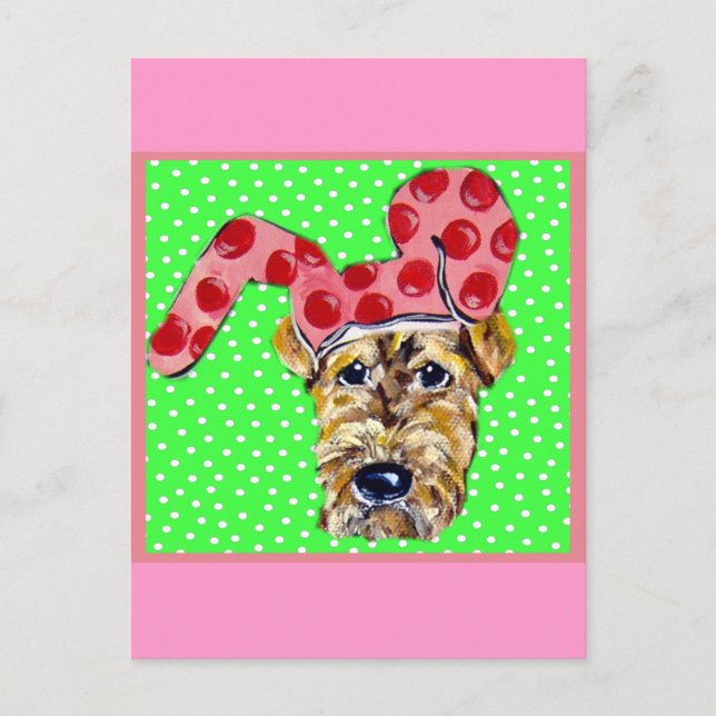 Easter Airedale Holiday Postcard (Front)