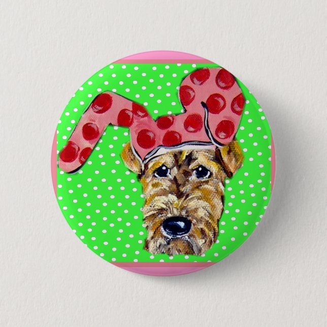 Easter Airedale Pinback Button (Front)