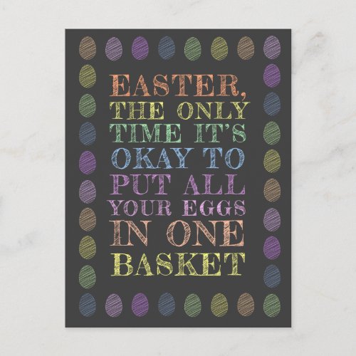 Easter All your eggs in one basket Holiday Postcard