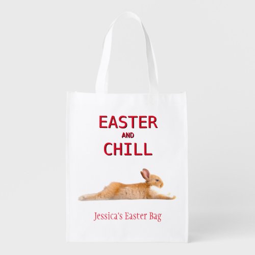 Easter and Chill Lazy Easter Bunny Grocery Bag